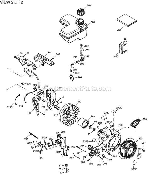 Tecumseh OHH50-68011B 4 Cycle Horizontal Engine Engine Parts List #2 Diagram