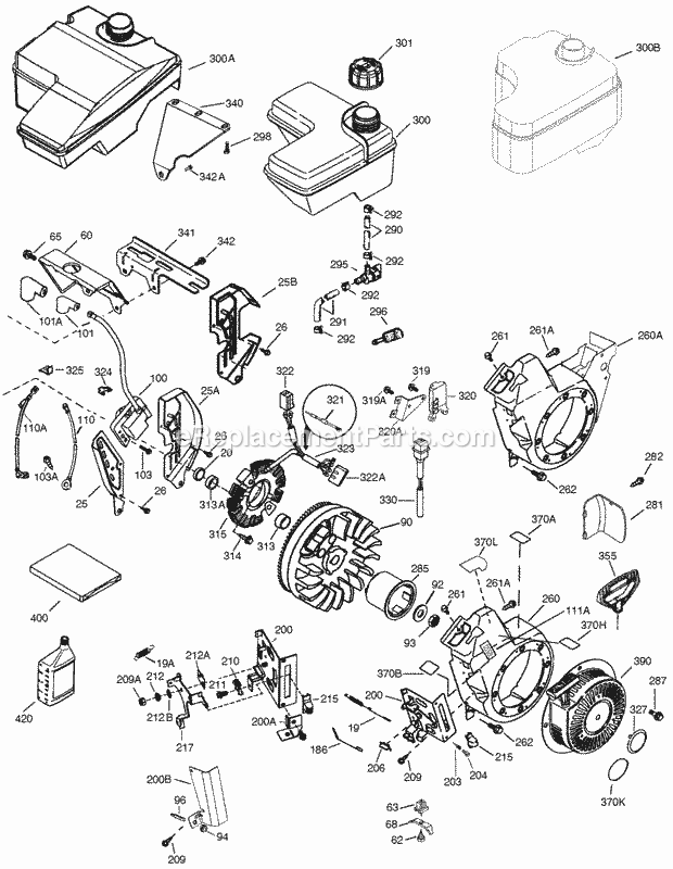 Tecumseh OHH50-68032F 4 Cycle Horizontal Engine Engine Parts List #2 Diagram