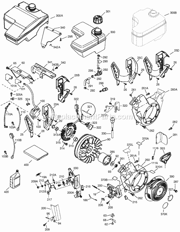 Tecumseh OHH50-68174J 4 Cycle Horizontal Engine Engine Parts List #Ohh4565a Diagram