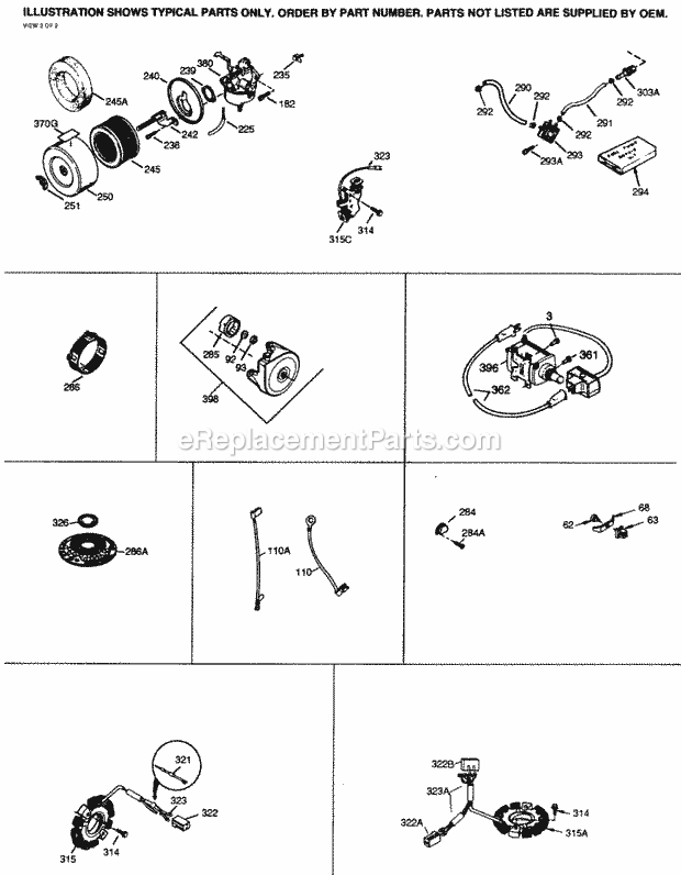 Tecumseh OHSK120-222005A 4 Cycle Horizontal Engine Engine Parts List #2 Diagram