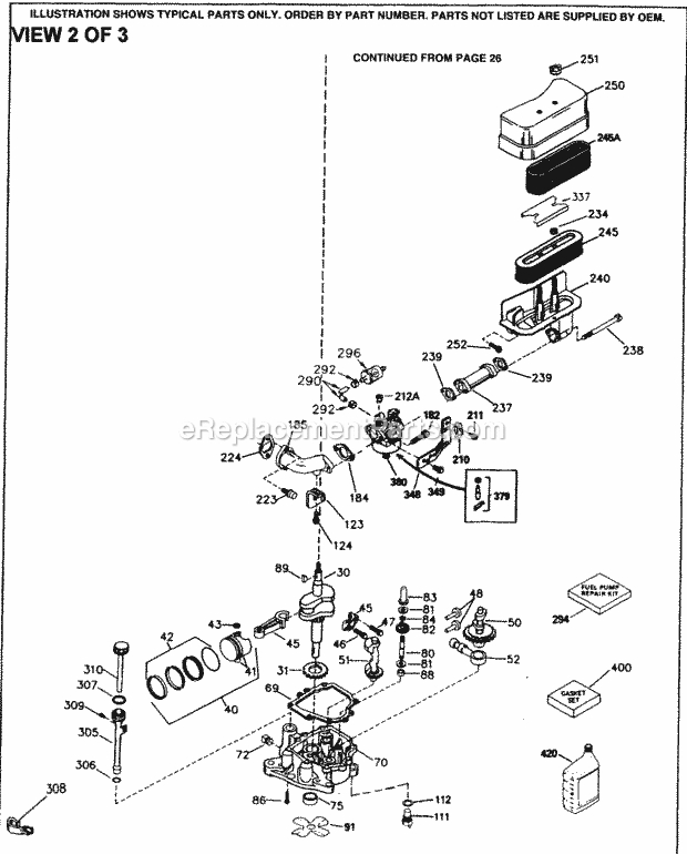 Tecumseh OHV125-203006C 4 Cycle Vertical Engine Engine Parts List #2 Diagram
