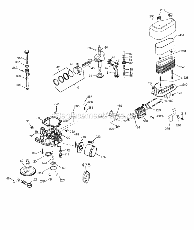 Tecumseh OHV130-206907E 4 Cycle Vertical Engine Engine Parts List #2 Diagram