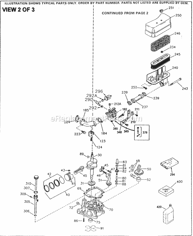Tecumseh OVXL120-202704 4 Cycle Vertical Engine Engine Parts List #2 Diagram