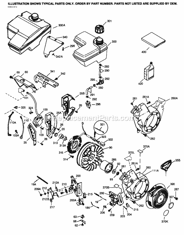 Tecumseh SBH-SBH-4289B 4 Cycle Short Block Engine Engine Parts List #2 Diagram