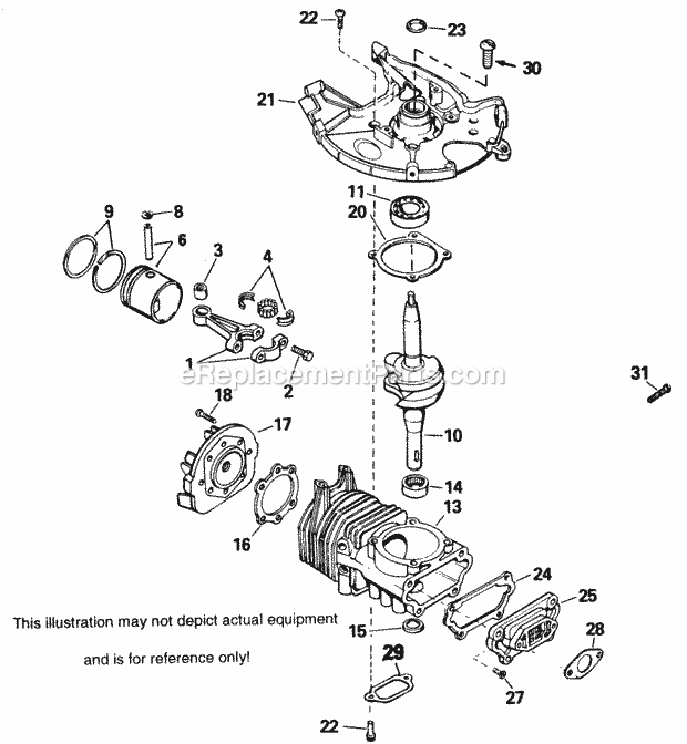 Tecumseh SBV-710424 2 Cycle Short Block Engine Engine Parts List Diagram