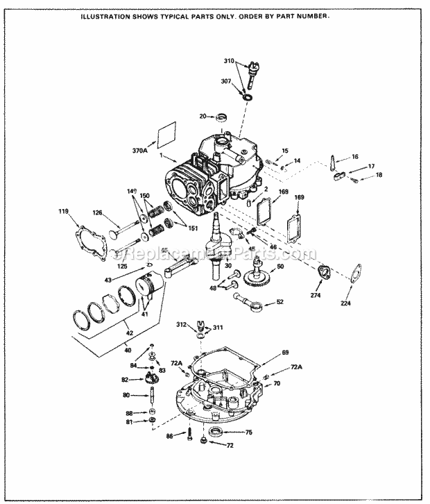 Tecumseh SBV-SBV-2310A 4 Cycle Short Block Engine Engine Parts List Diagram