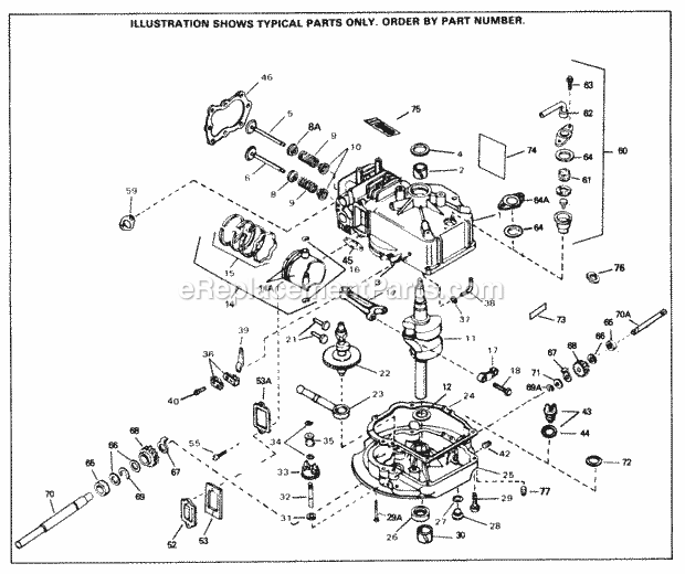 Tecumseh SBV-SBV-378A 4 Cycle Short Block Engine Engine Parts List Diagram