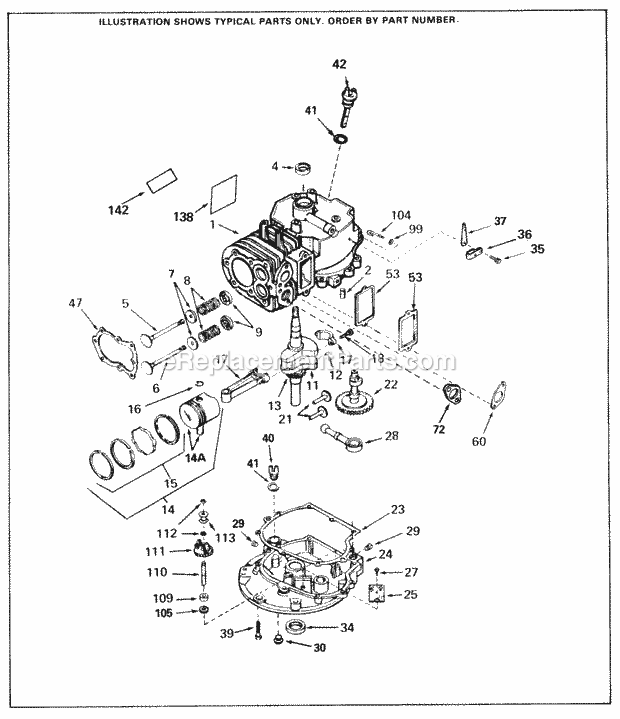 Tecumseh SBV-SBV-472 4 Cycle Short Block Engine Engine Parts List Diagram
