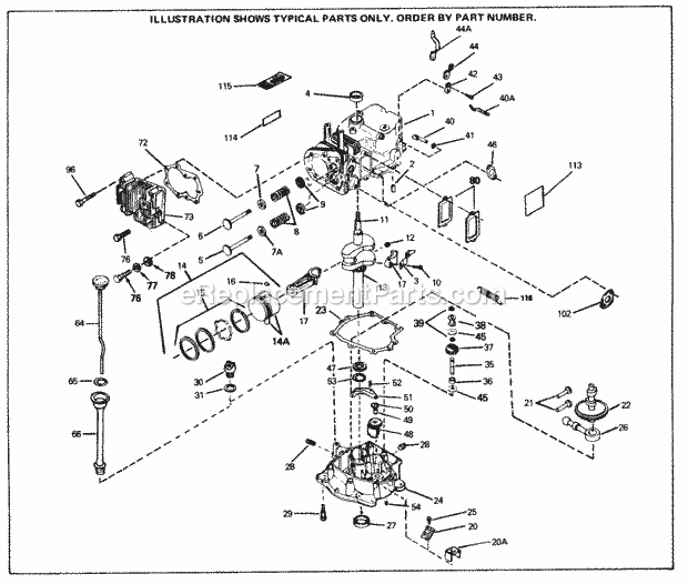 Tecumseh SBV-SBV-527 4 Cycle Short Block Engine Engine Parts List Diagram