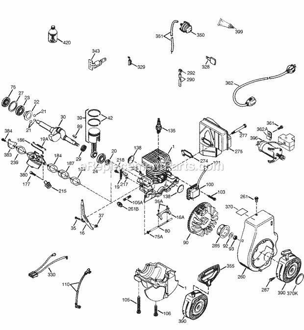 Tecumseh TH139SA-8337G 2 Cycle Horizontal Engine Engine Parts List Diagram