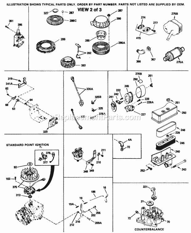 Tecumseh TVM195-150080J 4 Cycle Vertical Engine Engine Parts List #2 Diagram