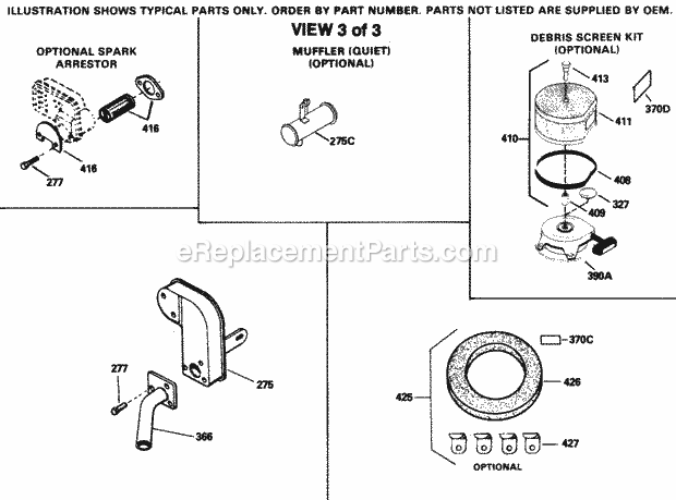 Tecumseh TVM195-150157K 4 Cycle Vertical Engine Engine Parts List #3 Diagram