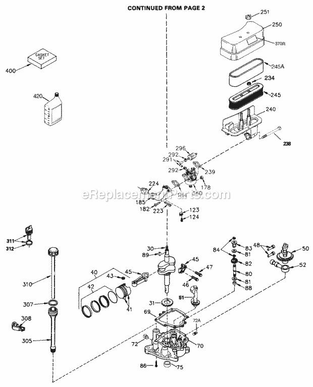 Tecumseh TVM195-150250D 4 Cycle Vertical Engine Engine Parts List #2 Diagram