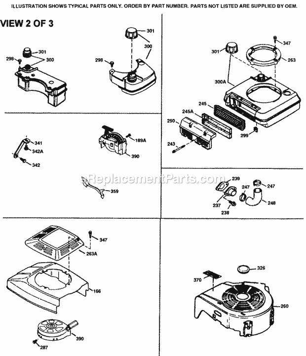 Tecumseh TVS90-43194G 4 Cycle Vertical Engine Engine Parts List #2 Diagram