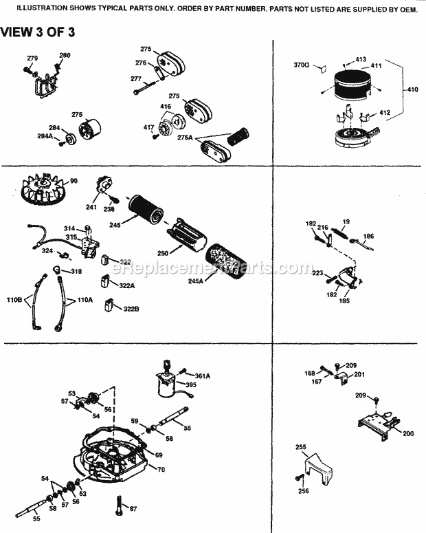 Tecumseh TVS90-43389G 4 Cycle Vertical Engine Engine Parts List #3 Diagram