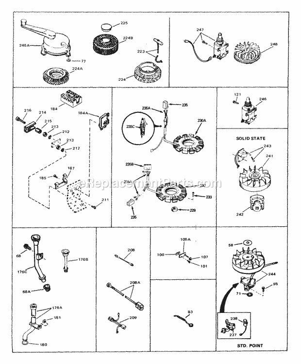 Tecumseh V70-125009 4 Cycle Vertical Engine Engine Parts List #2 Diagram