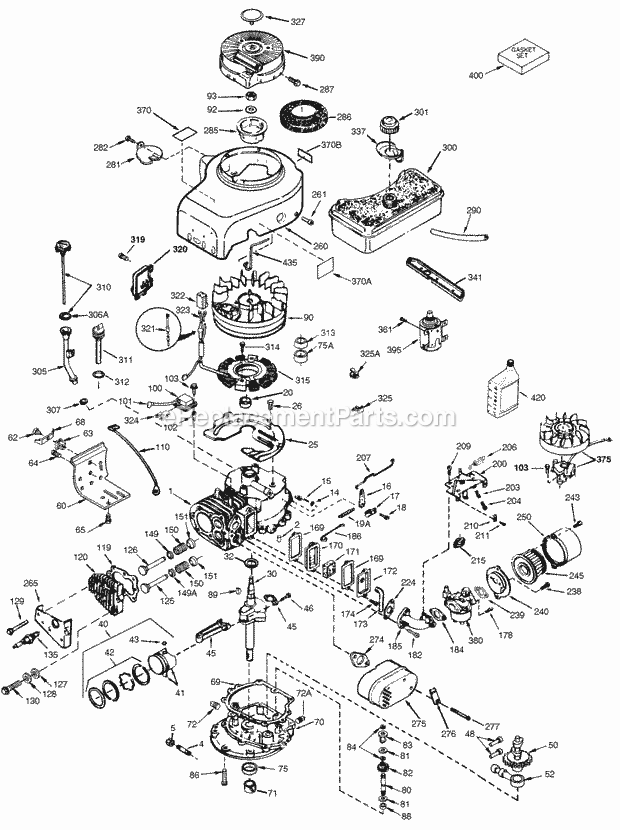 Tecumseh V70-125183F 4 Cycle Vertical Engine Engine Parts List Diagram