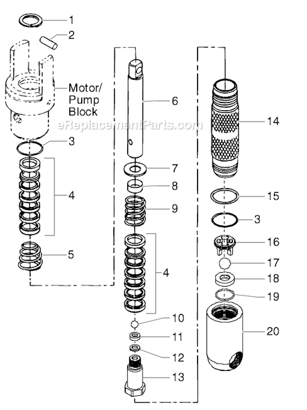 Titan 4900XLT (335-305) PowrTwin Airless Sprayer Fluid Section Diagram