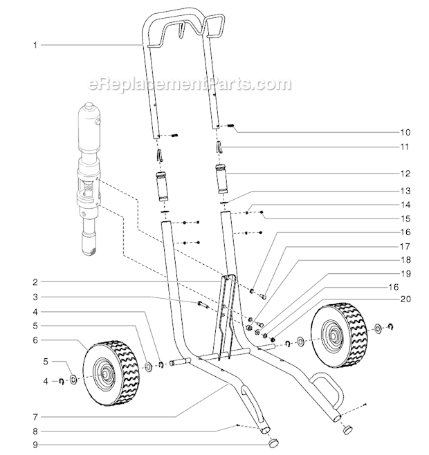 Titan 4900XLT (335-305) PowrTwin Airless Sprayer Cart Assembly Diagram