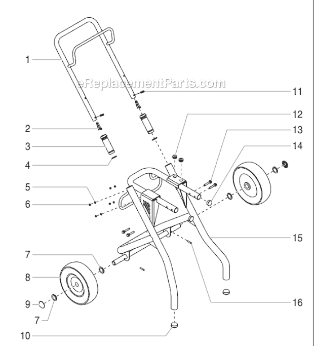 Titan 740IX (800-1045) (Low Rider Loaded) Digital Airless Sprayer High Rider Cart Assembly Diagram