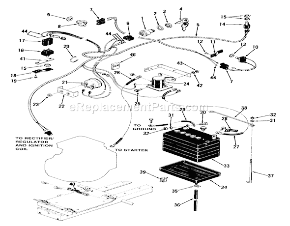 Toro 01-10K801 (1980) Lawn Tractor Electrical System C-175 Twin Cyl. Diagram