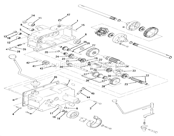 Toro 01-14E801 (1981) Lawn Tractor Mechanical Trans-8 Speed Diagram