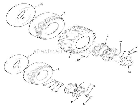 Toro 01-14K801 (1980) Lawn Tractor Wheels and Tires Diagram