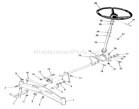 Toro 01-14K801 (1980) Lawn Tractor Front Axle and Steering Diagram