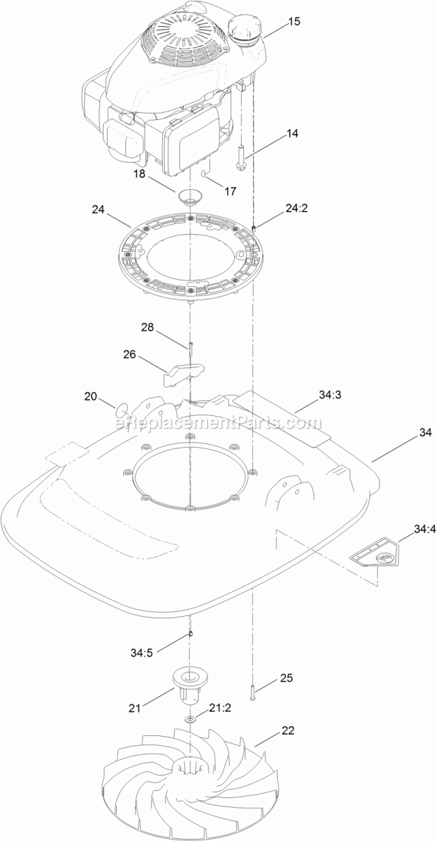 Toro 02612 (315000001-315999999) Hoverpro 450 Machine, 2015 Engine and Impeller Assembly Diagram
