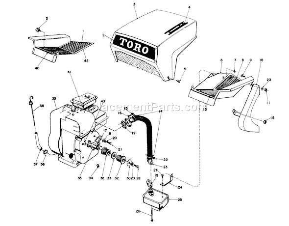 Toro 03104 (0000001-0999999)(1980) Lawn Tractor Engine Assembly Diagram