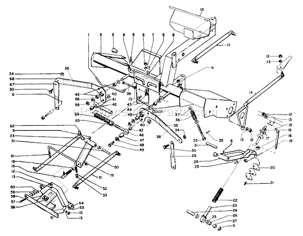 Toro 03108 (2000001-2999999)(1982) Lawn Tractor Main Frame And Counterbalance Assembly Diagram