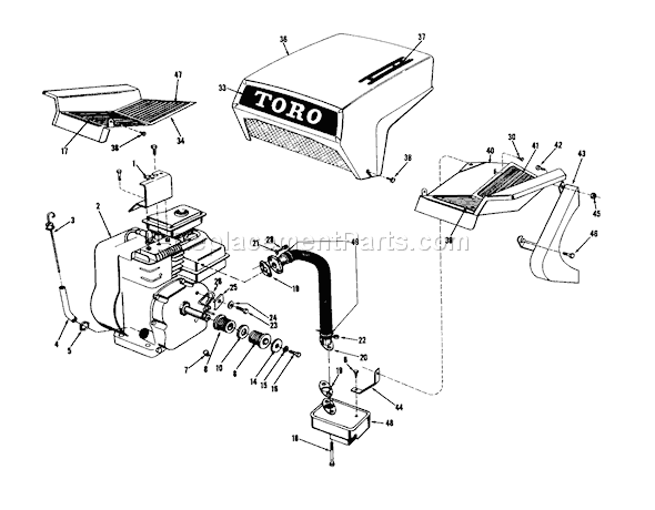 Toro 03113 (2000001-2999999)(1972) Lawn Tractor Engine Assembly Diagram