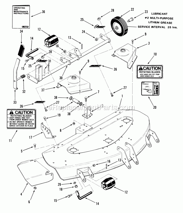 Toro 05-36XR03 (1985) 36-in. Rear Discharge Mower Side Discharge Mower-42 In. (107 Cm) Diagram