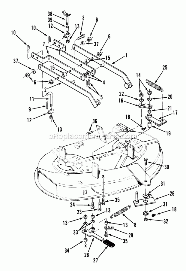 Toro 05-42RY01 (1990) 42-in. Rear Discharge Mower Side Discharge Mower-38 In. (97 Cm) Vehicle Identification Number 05-38sy01 Diagram