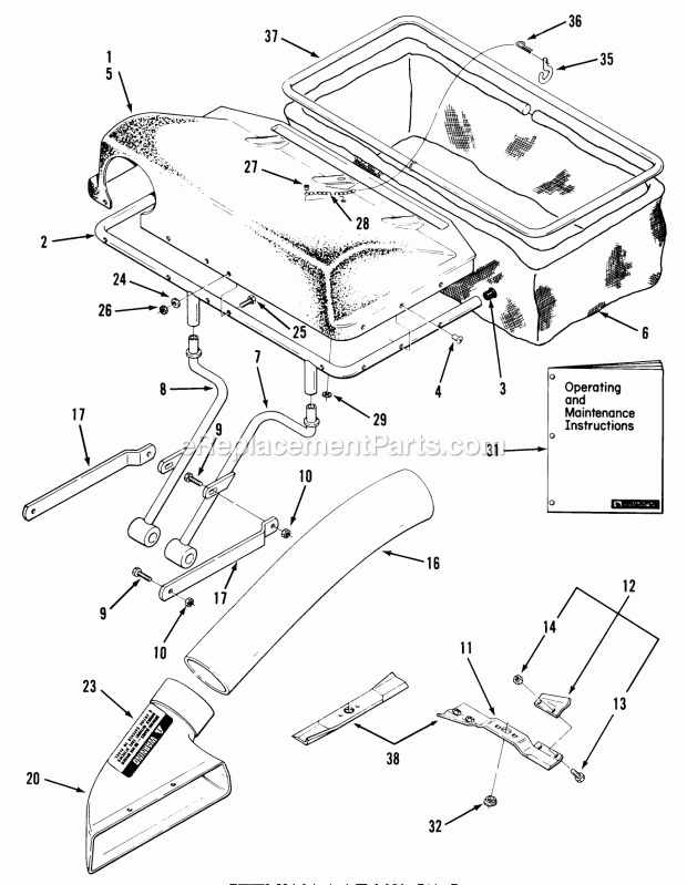 Toro 07-06BB01 (1984) 32-in. Rear Bagger 300-Series Rear Grass Bagger-37 In./94 Cm Mower Diagram