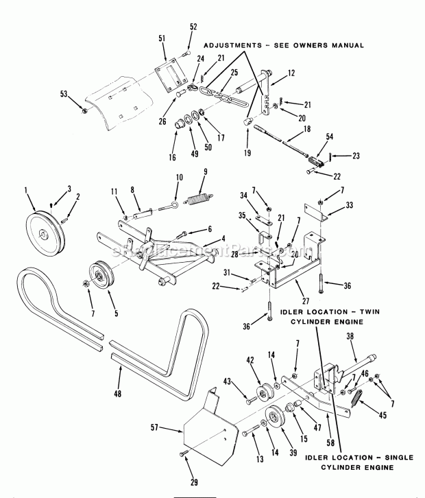 Toro 07-36TL04 (1990) 36-in. Tiller Page B Diagram