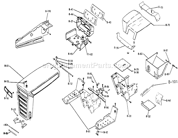 Toro 1-0430 (1973) Lawn Tractor Sheet Metal And Covers Diagram