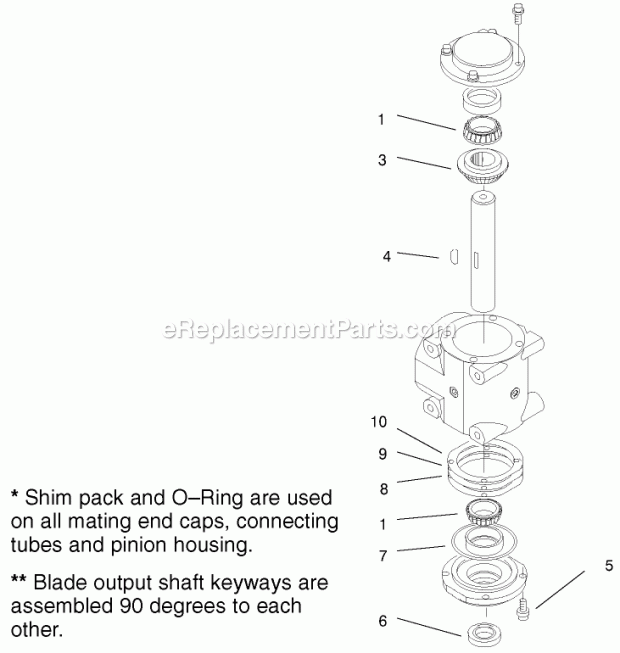 Toro 104-2445 Gearbox Service Kit, 48-in. Out-front Z Mower Righthand Shaft Service Assembly No. 104-2427 Diagram