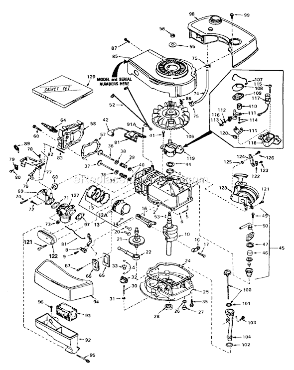 Toro 10500 (1000001-1999999)(1981) Lawn Mower Engine Tecumseh Model No. Tnt100-10075d Diagram