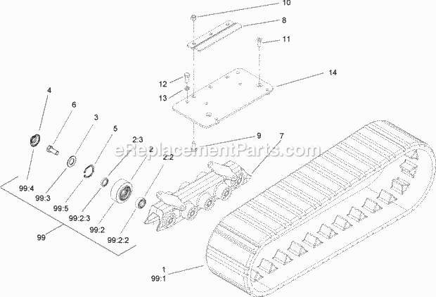 Toro 106-7722 Track Guide Refit Kit, Dingo Tx 425 Wide Track Compact Utility Loader Right-Hand Track Guide Refit Kit No. 106-7721 Diagram