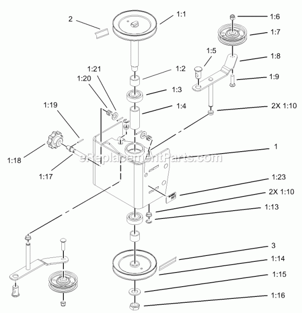 Toro 106-8252 36in/42in Rear Discharge Mower Conversion Kit, Xt Series Garden Tractors Pulley Box Assembly Diagram