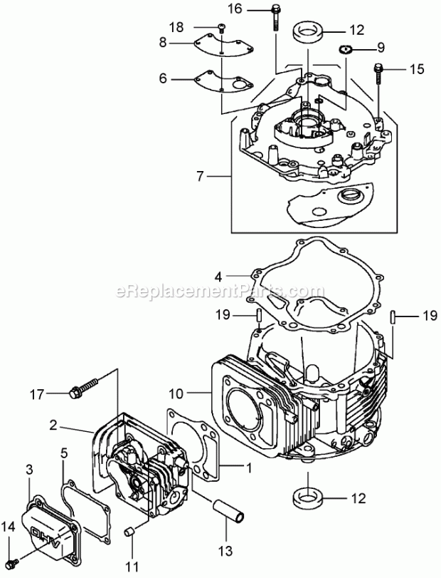 Toro 110-4996 Kawasaki Engine Conversion Kit, Suzuki-powered Heavy-duty Lawn Mowers With Zone Start Cylinder and Crankcase Assembly Diagram