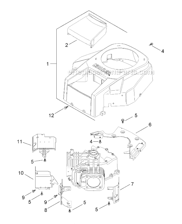 Toro 13AP60RP744 (2006) LX500 Lawn Tractor Serial No. 1A096B50000 And Up Blower HousingBaffle Assembly Kohler Sv720-0011 Diagram