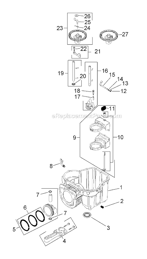 Toro 13AX60RG744 Lawn Tractor Crankcase Assembly Kohler Sv540-0019 Diagram