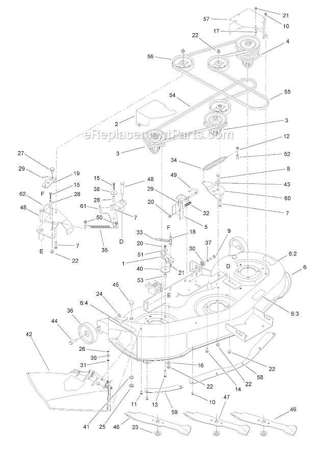 Toro 13AX60RH744 LX460 Lawn Tractor Deck Assembly Diagram