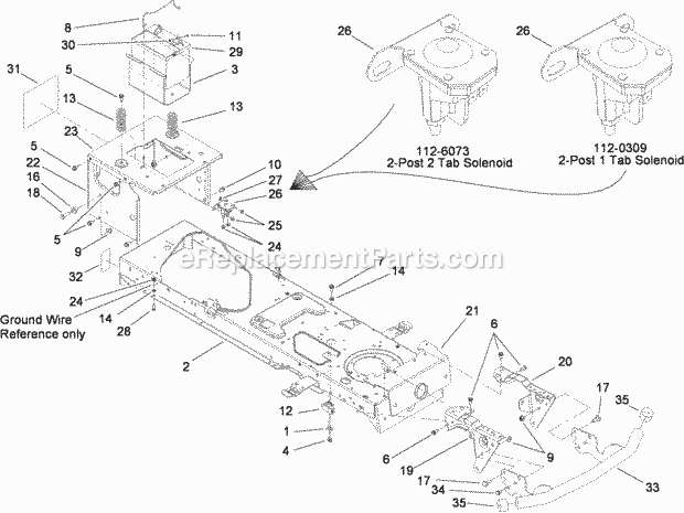 Toro 13AX61RH744 (1A117H10393-) Lx465 Lawn Tractor, 2007 Frame and Battery Assembly Diagram