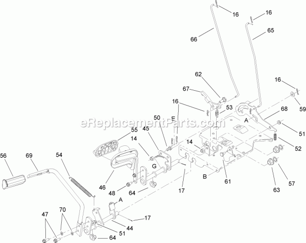 Toro 13AX61RH744 (1A117H10393-) Lx465 Lawn Tractor, 2007 Brake and Traction Pedal Assembly Diagram