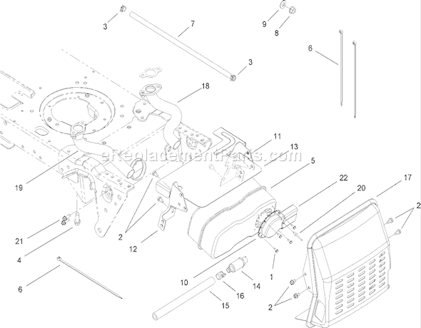 Toro 14AK81RK544 (1A186H30000)(2006) Lawn Tractor Muffler Assembly Diagram