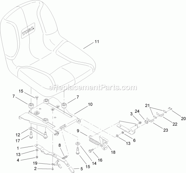 Toro 14AK81RK744 (1A186H30000-) Lawn Tractor Seat Assembly Diagram