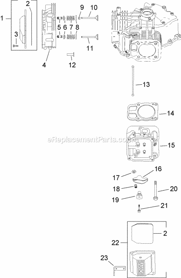 Toro 14AQ81RP744 (1A136H30000-) Lawn Tractor Head, Valve and Breather Assembly Kohler Sv730-0018 Diagram
